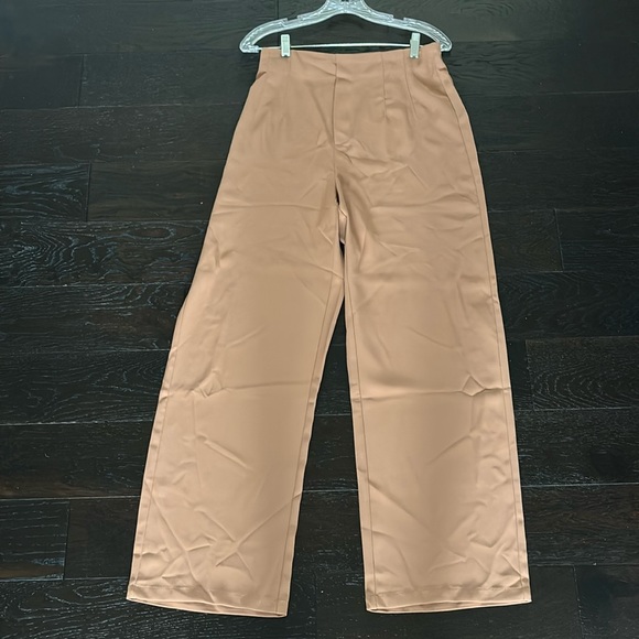 New Camel Colored High Waist Side Zip Wide Leg Pant sz 8/10 SHEIN sz L - Picture 3 of 9